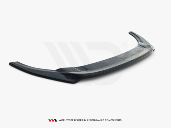 A curved, black car spoiler lies flat on a white background. Below, text reads: "WORLDWIDE LEADER IN AERODYNAMIC COMPONENTS."