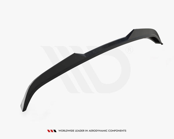 A black car rear spoiler is depicted, resting against a plain white background. Text reads: "WORLDWIDE LEADER IN AERODYNAMIC COMPONENTS" at the bottom.