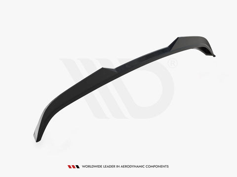 A black car rear spoiler is depicted, resting against a plain white background. Text reads: "WORLDWIDE LEADER IN AERODYNAMIC COMPONENTS" at the bottom.