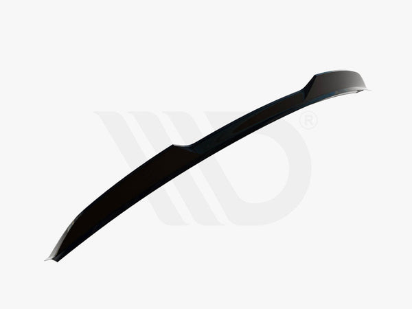 A sleek, black car spoiler displayed at an angle against a minimal white background. Text reads: "WORLDWIDE LEADER IN AERODYNAMIC COMPONENTS."