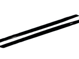 Two black chopsticks are placed parallel to each other on a plain white background.