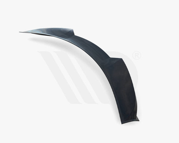 A sleek, curved black car spoiler is displayed against a white background. Text reads: "WORLDWIDE LEADER IN AERODYNAMIC COMPONENTS."