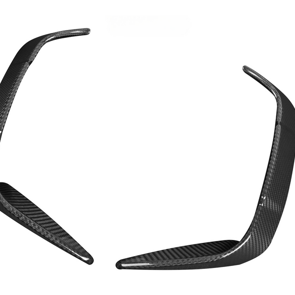 Curved carbon fiber components with textured surface facing inward, positioned against a plain white background.