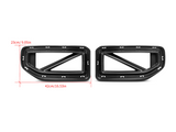 Two carbon fiber car vent covers are side by side. Each has a diagonal bar inside. Dimensions are labeled: 23cm/9.05in high and 42cm/16.53in wide, with white background.
