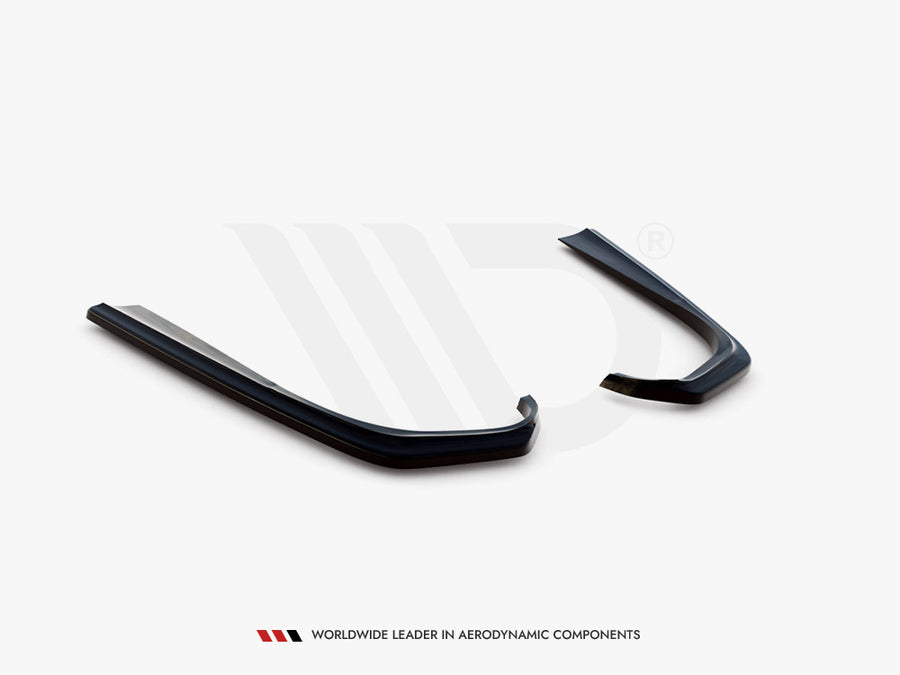 Two black aerodynamic components are positioned parallel on a white background. Below, text reads: "WORLDWIDE LEADER IN AERODYNAMIC COMPONENTS."