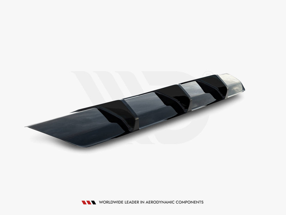 A sleek, black aerodynamic car spoiler lays on a white background. The text below reads, "Worldwide Leader in Aerodynamic Components."