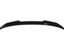 A sleek, black car spoiler is shown against a plain white background. It has a curved, aerodynamic design with pointed ends.