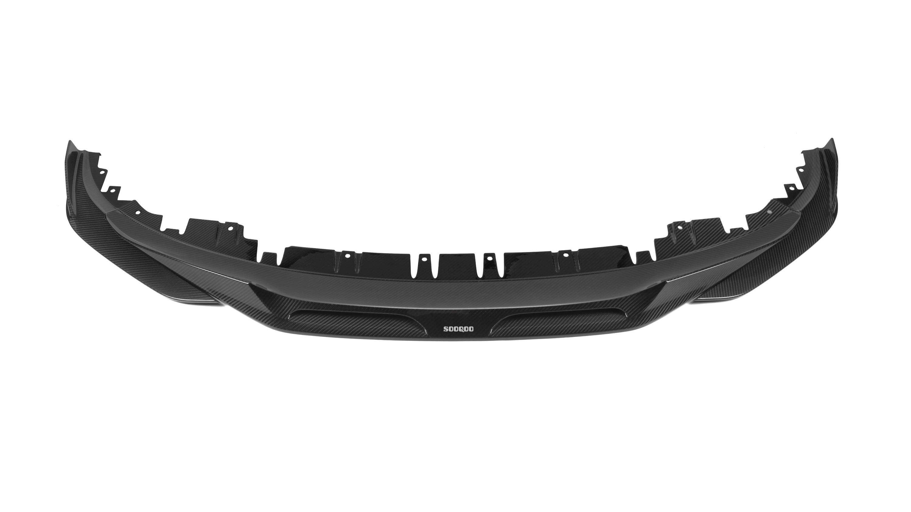 A black car diffuser, labeled "SODQOD," displays a sleek, aerodynamic design with multiple cutouts, positioned against a plain white background.