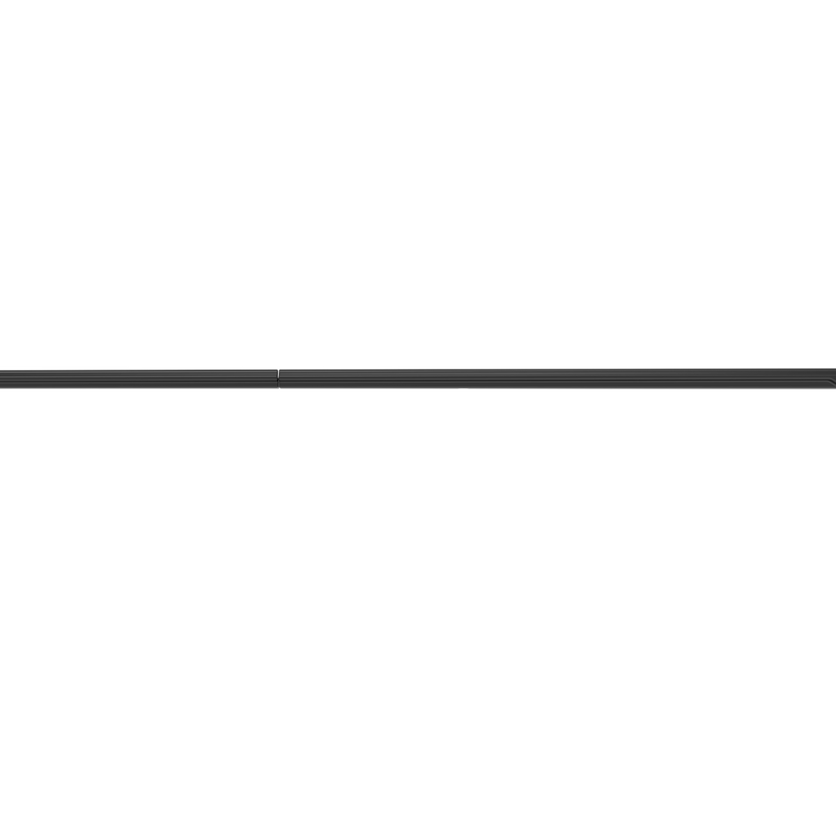 A long, narrow, black rod rests horizontally. It's designed with subtle, parallel grooves. The background is plain white, emphasizing the sleek, minimalist design of the object.