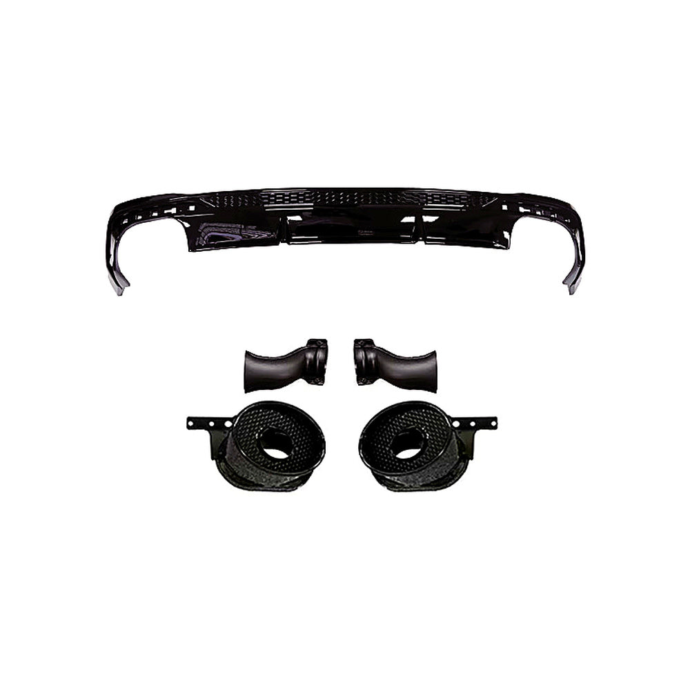 A4 - B9.5: Gloss Black RS4 Style Rear Diffuser with Exhaust Tips 19+