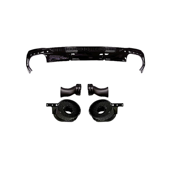 A4 - B9.5: Gloss Black RS4 Style Rear Diffuser with Exhaust Tips 19+