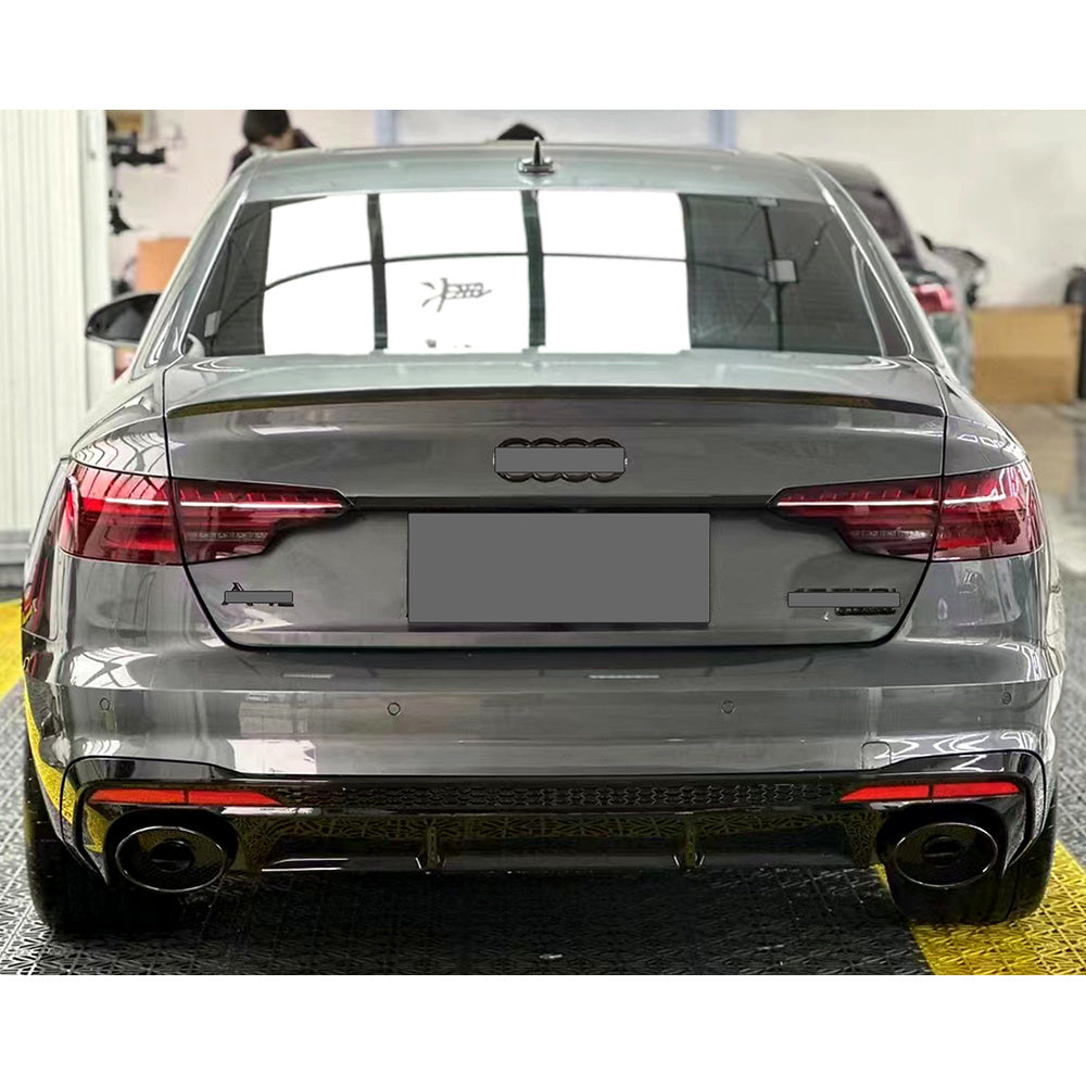 A4 - B9.5: Gloss Black RS4 Style Rear Diffuser with Exhaust Tips 19+