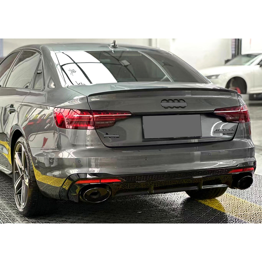 A4 - B9.5: Gloss Black RS4 Style Rear Diffuser with Exhaust Tips 19+