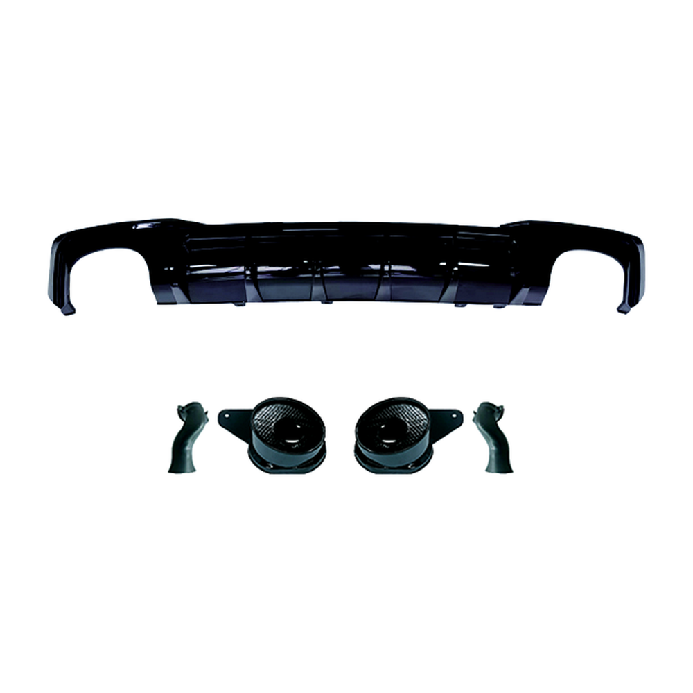 A7: C8 Gloss Black RS7 Style Rear Diffuser with Exhaust Tips 19-25