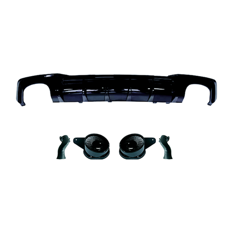 A7: C8 Gloss Black RS7 Style Rear Diffuser with Exhaust Tips 19-25