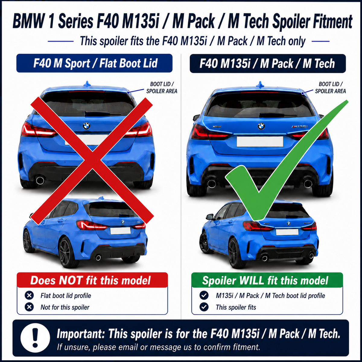 1 Series - F40 [M-Sport/M-Pack]: Gloss Black Performance Style Spoiler 20-24