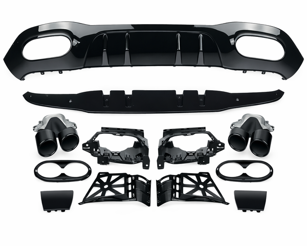 A Class - W177: A45 Style Gloss Black Diffuser & Tailpipes 18-23