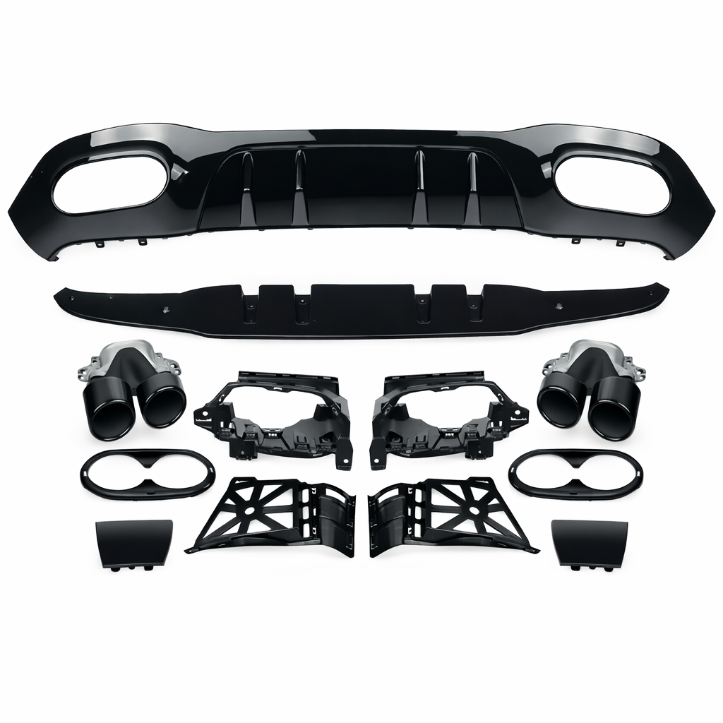A Class - W177: A45 Style Gloss Black Diffuser & Tailpipes 18-23