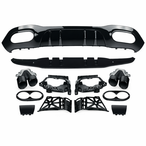 A Class - W177: A45 Style Gloss Black Diffuser & Tailpipes 18-23