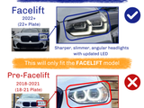 Check before you buy! Facelift (2022+) features sharper, slimmer angular headlights with updated LED. Pre-Facelift (2018-2021) has round angel headlights. Only fits the FACELIFT model.