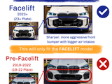 Two images compare car front bumpers. 