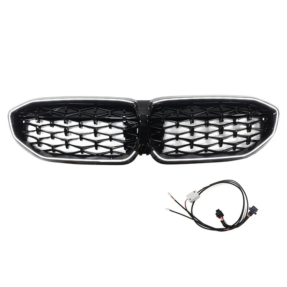 3 Series - G20 Pre-Facelift: Gloss Black Diamond LED Front Grill 19-22