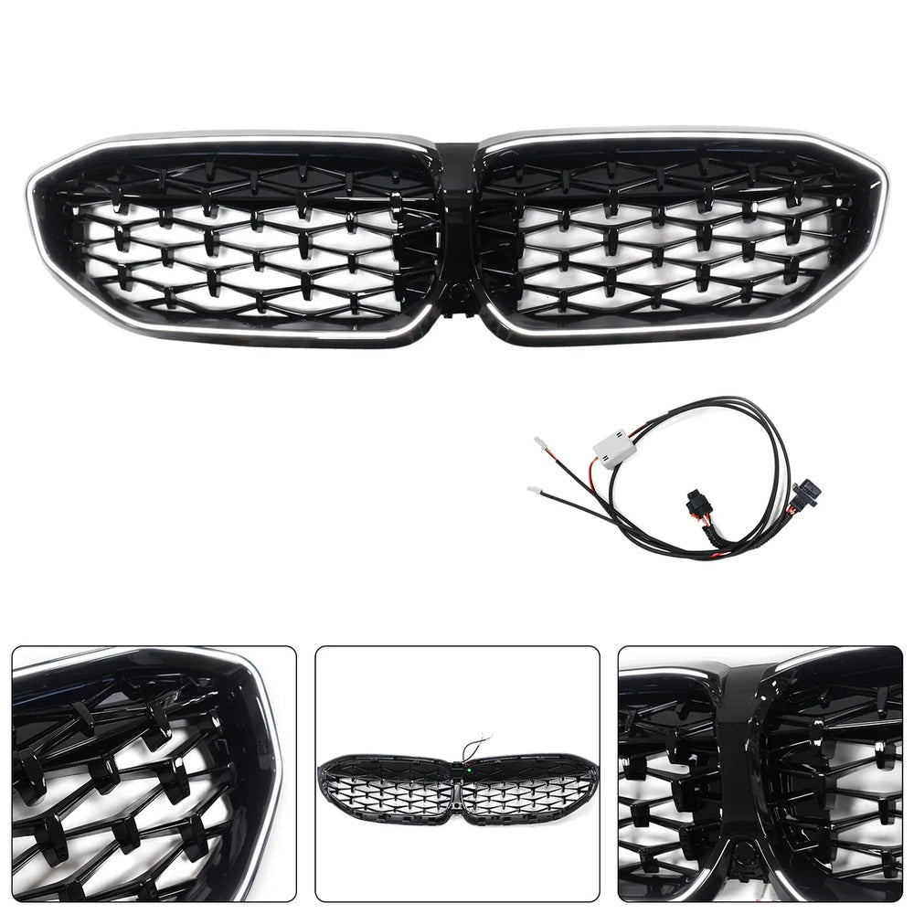 3 Series - G20 Pre-Facelift: Gloss Black Diamond LED Front Grill 19-22