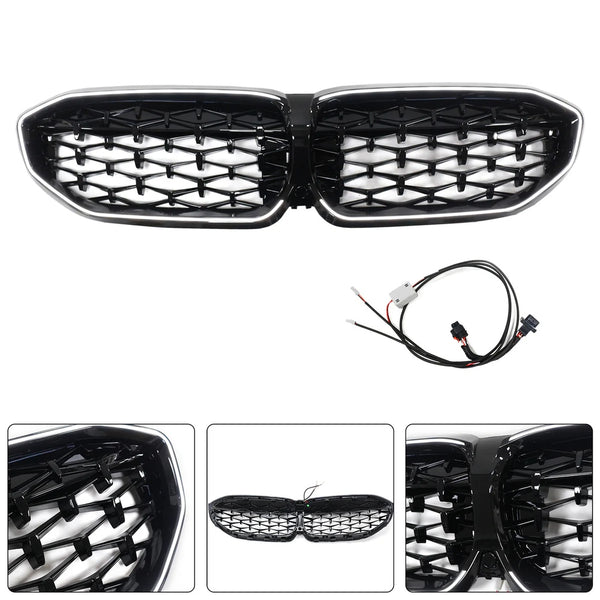 3 Series - G20 Pre-Facelift: Gloss Black Diamond LED Front Grill 19-22
