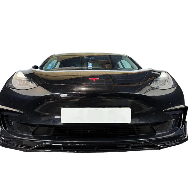 Model 3 - Pre-Facelift: Gloss Black Aero Style Front Splitter 17-23
