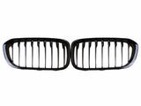 A pair of black, horizontally aligned kidney-shaped car grilles with vertical slats, set against a plain white background.