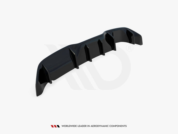 A black car spoiler with vertical fins is displayed against a white background. Text below reads, "WORLDWIDE LEADER IN AERODYNAMIC COMPONENTS."