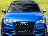 A blue Audi S3 with a sunroof and 