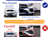 A comparison between car models shows grille design differences: 