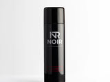 A black cylindrical aerosol canister labeled 