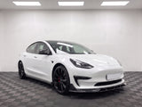Carbon Fibre Look M Style Wing Mirror Covers fitted to a white Tesla Model 3 | Carbon Accents