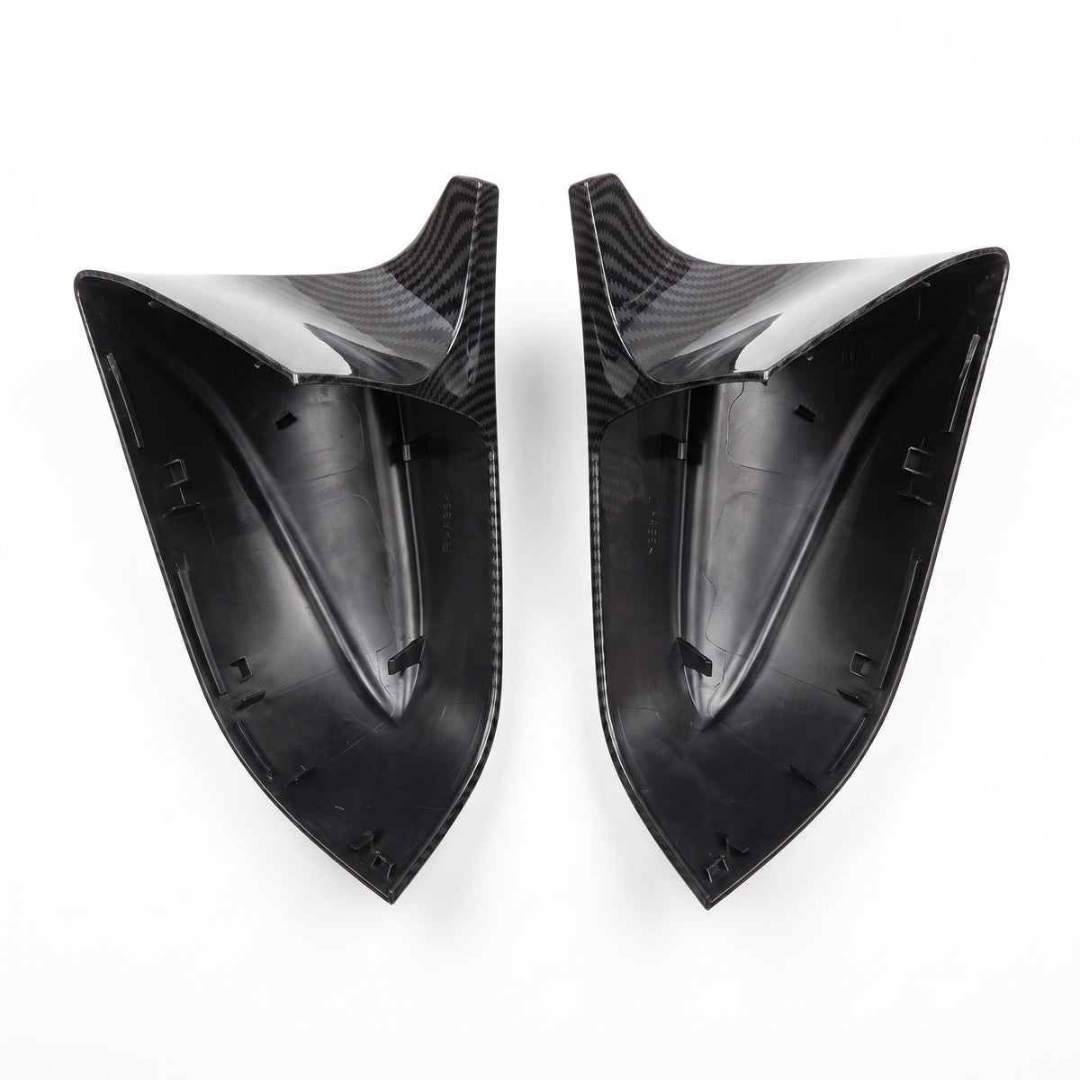 Carbon Fibre Look M Style Wing Mirror Covers for Tesla Model 3 2019-2021 - rear mounting detail | Carbon Accents