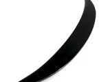 A sleek, black, curved object rests against a white background, resembling a crescent or boomerang shape, suggesting potential for aerodynamic purposes or decorative design.