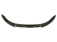 A sleek, curved car bumper lip, resting against a white background, featuring a glossy black finish.
