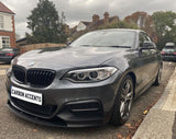 2 Series - F22/F23: Matt Black Splitter - Carbon Accents