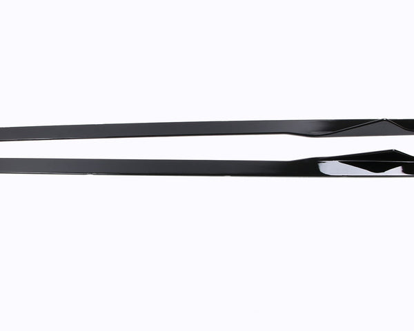 Two elongated, black metal strips lie parallel. Each strip has a slightly raised, angled section, set against a plain white background.