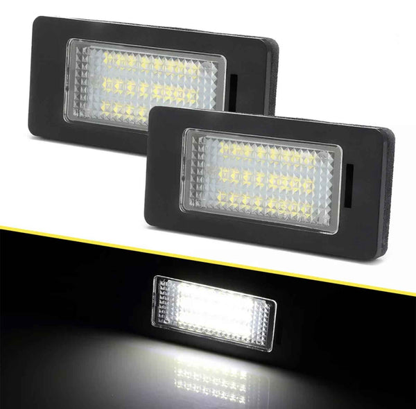Rectangular LED lights mounted on black casings illuminate brightly, with one shown glowing in a dark setting, highlighting their use in low-light environments.