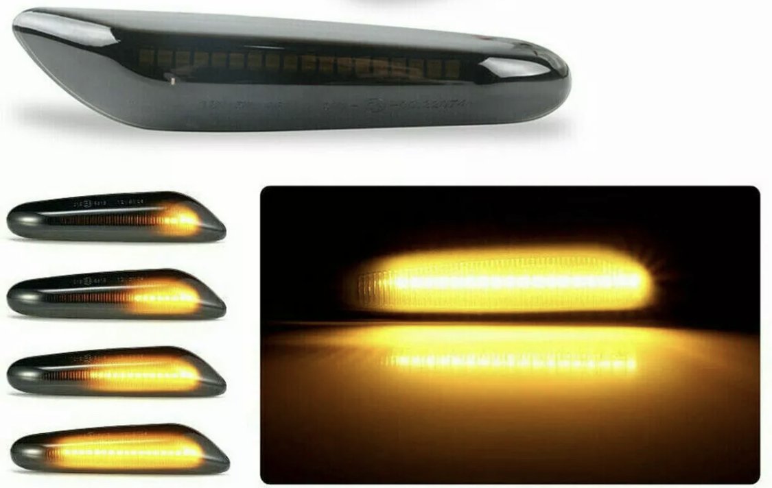 1 | 3 Series E90 E92 E60 E87 E82 Dynamic LED Side Fender Smoked Turn Signal Light Indicator - Carbon Accents