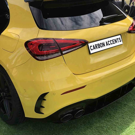 A Class - W177: Gloss Black Rear Canards - Carbon Accents