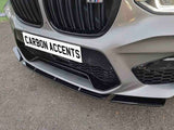 Car front bumper with a honeycomb grille and text reading 