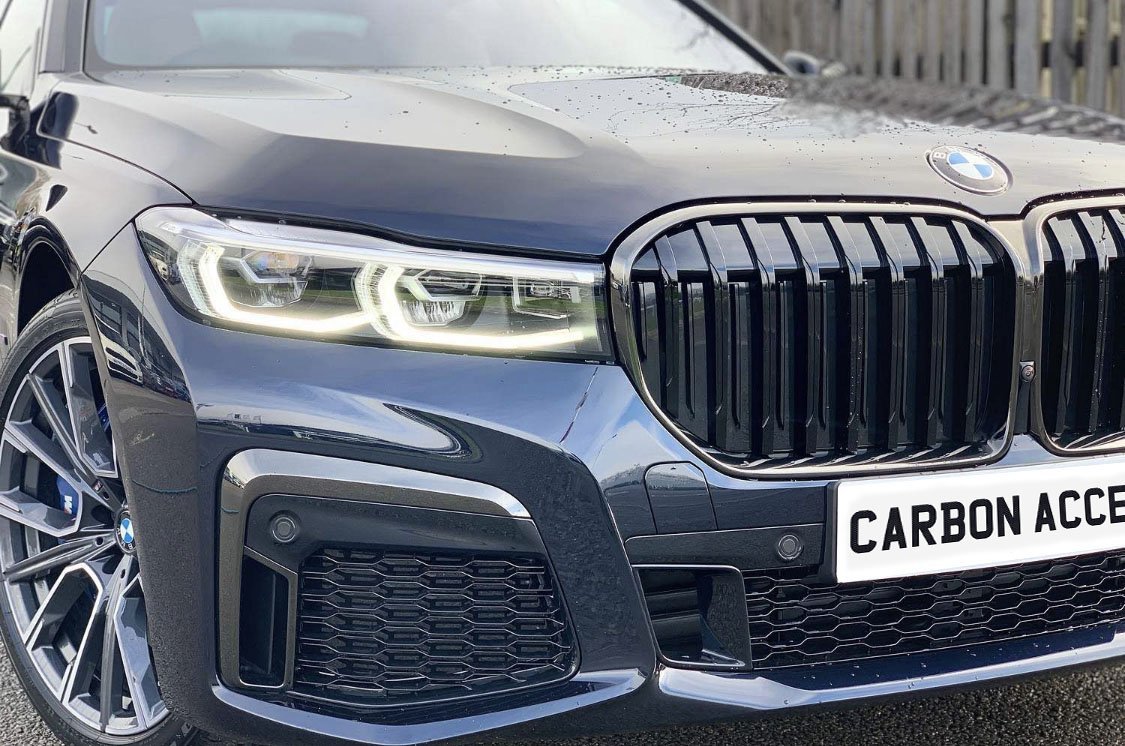 BMW 7 Series G11 G12 Grill Gloss Black Single Slat – Carbon Accents