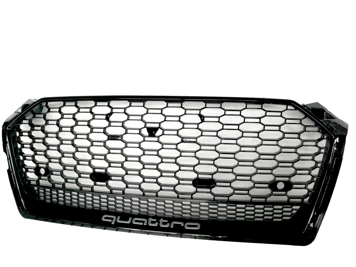 A5 - B9: Gloss Black Badgeless Quattro Honeycomb Style Grill 16-20