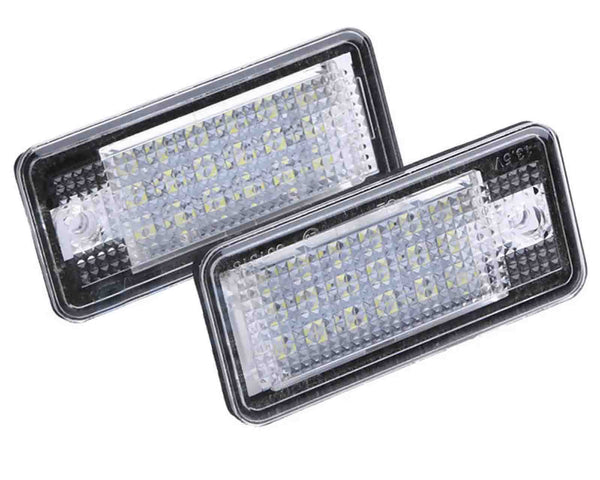 Two rectangular LED lights with numerous small bulbs arranged in a grid, interlocked at an angle, with a white background.