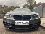 2 Series - F22/F23: Matt Black Splitter - Carbon Accents