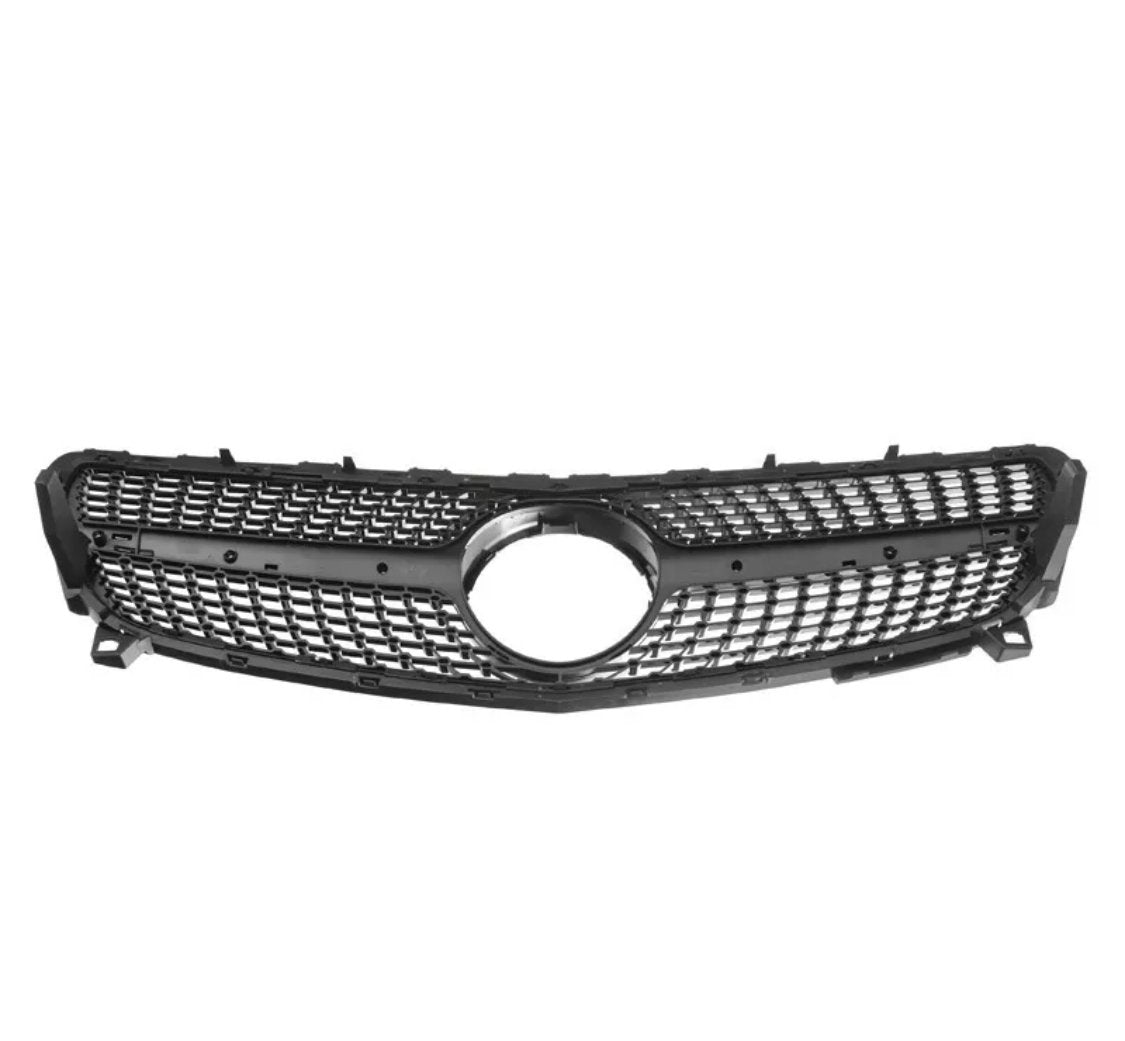 A Class - W176: Gloss Black Diamond Style Grills 16-18 - Carbon Accents