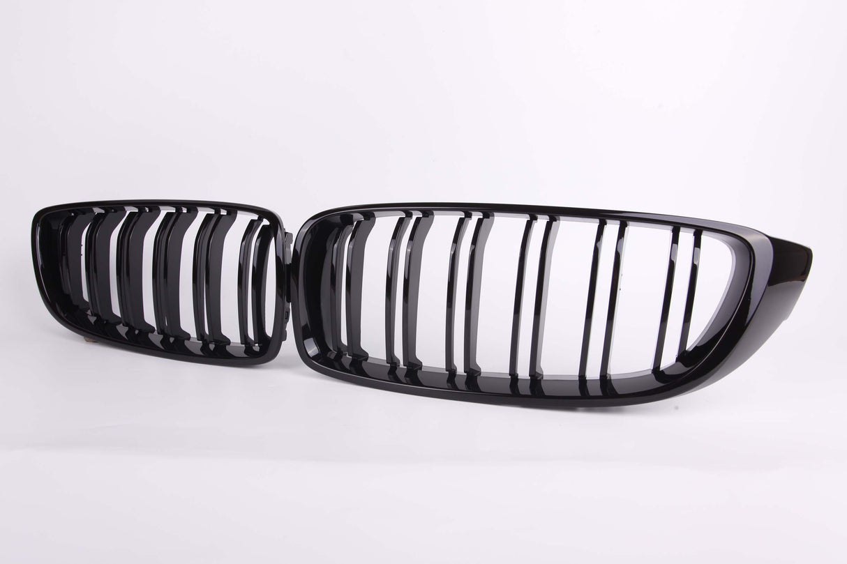 4 Series - F32/F33/F36/F82/F83: Gloss Black Grill Double Slate - Carbon Accents